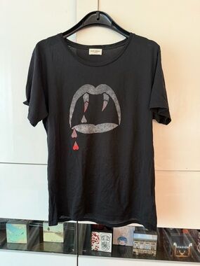 Saint Laurent Faded Vampire Lips Tee